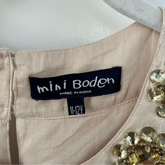 Mini Boden Champagne Metallic Jeweled Trapeze Special Occassion Dress Size 11/12 - Picture 3 of 16